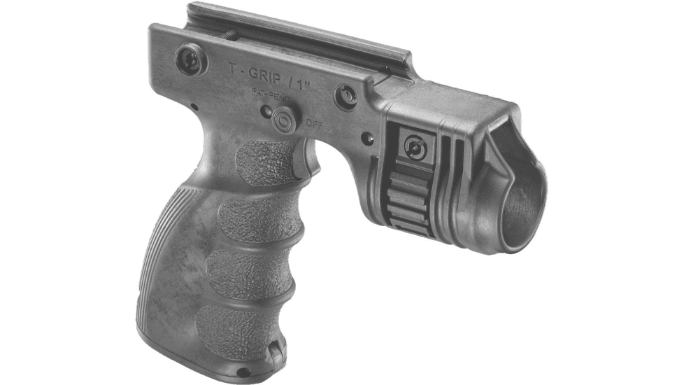 FAB Defense Grip and 1in Flash Light Adapter w/ Rear Activation Button, Black, fx-tgripRB