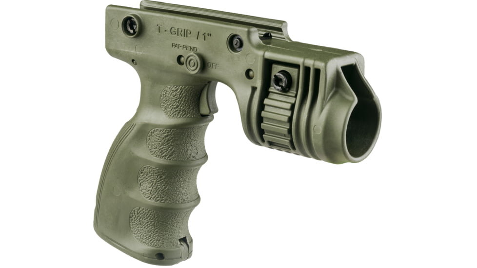 FAB Defense Grip and 1in Flash Light Adapter w/ Rear Activation Button, OD Green, FX-TGRIPRG