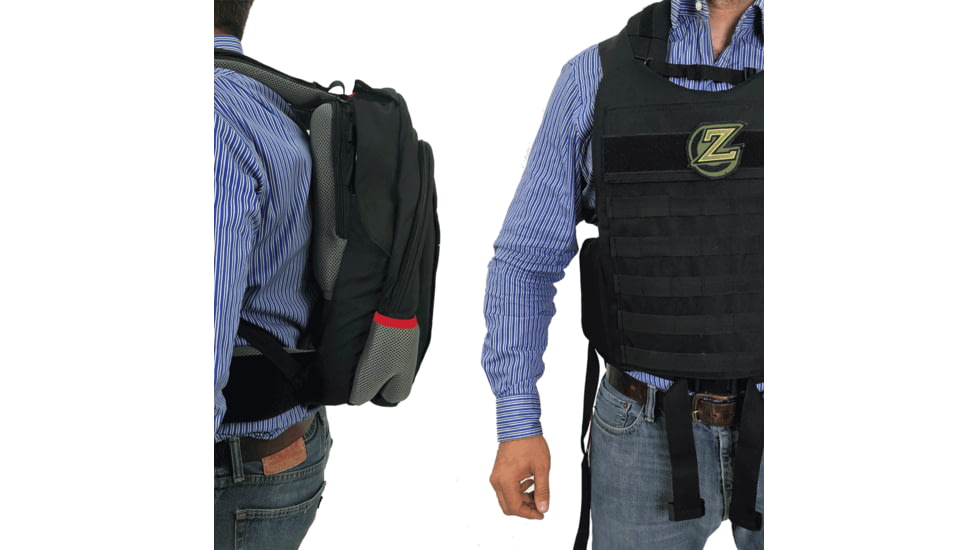 FAB Defense Masada Bulletproof Backpack Full Body Armor/Bulletproof Vest, Level IIIA, Black/Grey/Red, Masada-Val