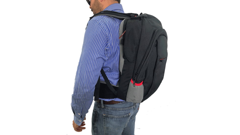 FAB Defense Masada Bulletproof Backpack Full Body Armor/Bulletproof Vest, Level IIIA, Black/Grey/Red, Masada-Val