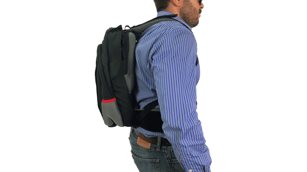 FAB Defense Masada Bulletproof Backpack Full Body Armor/Bulletproof Vest, Level IIIA, Black/Grey/Red, Masada-Val