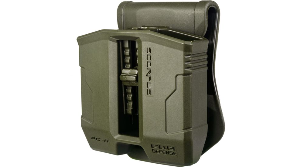 FAB Defense 9mm Steel Magazine Pouch w/Swivel for Steel 9mm and .40 cal Magazines, OD Green, SC-PS9SG