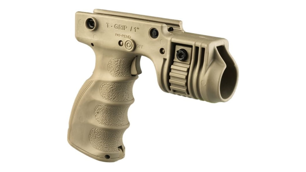 FAB Defense Tactical Grip &amp; 1in. Flashlight Adapter w/ Activation Trigger, Desert Tan, fx-tgript