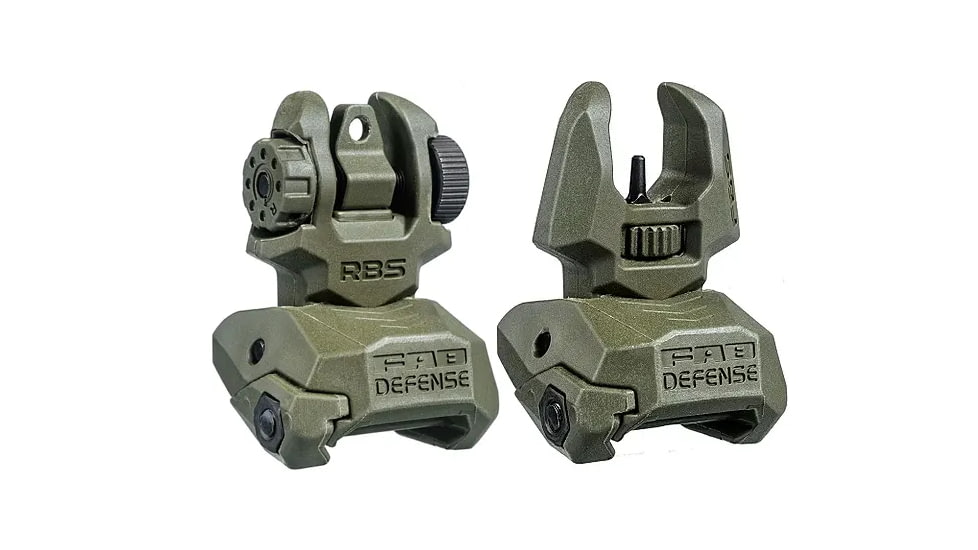 FAB Defense Top Mounted Deployable Front and Rear Sight, OD Green, FX-FRBSKITG