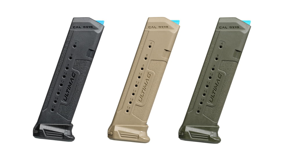 FAB Defense ULTIMAG Glock 17, 9mm Luger, 18 Round Pistol Magazine, Black, fx-umagg17b
