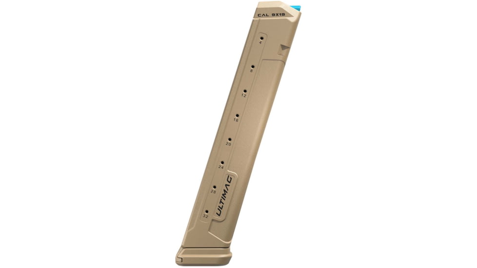 FAB Defense ULTIMAG Glock 19/17 Handguns, 32 Rounds Pistol Magazine, Flat Dark Earch, fx-umagx32t