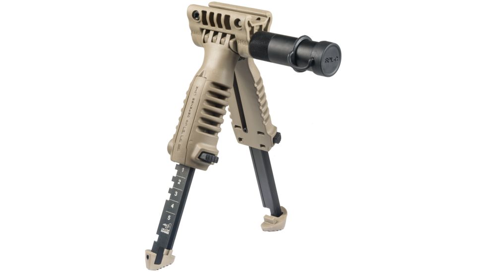 FAB Defense Vertical Foregrip &amp; Bipod w/ Integral Mount for Tactical Light, Desert Tan, PodSLT