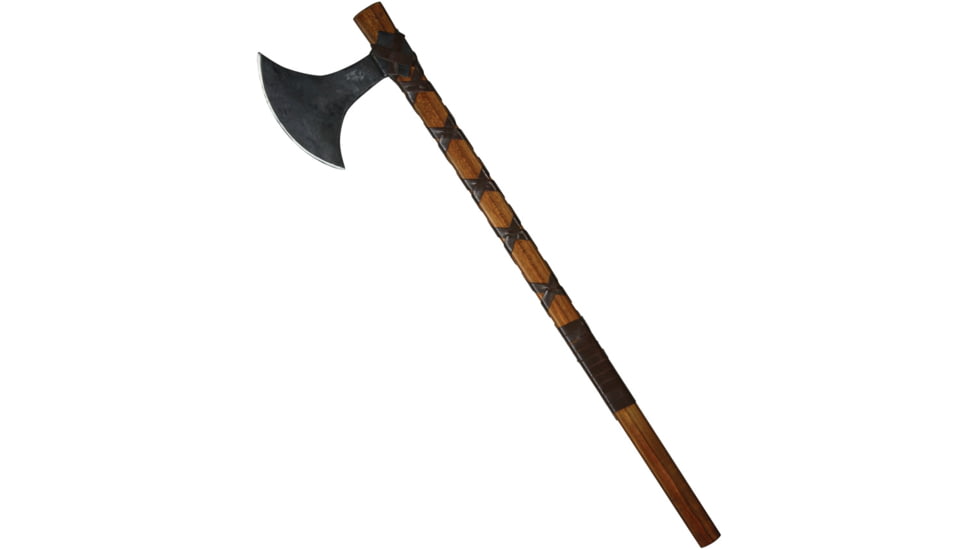 Factory X Tomahawk, 8 black finish carbon steel axe head with 7.25 c, Brown wood handle with black leather cord wrap, XN310ILE