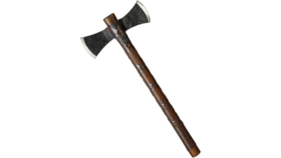 Factory X Tomahawk, 9 black finish carbon steel axe head with 6 cutt, Brown wood handle, XN310P
