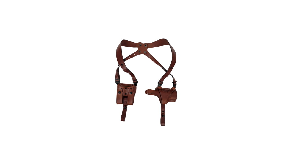 Falco Holsters Horizontal Leather Shoulder Holster with a Harness and Double Magazine Pouch, 7195
