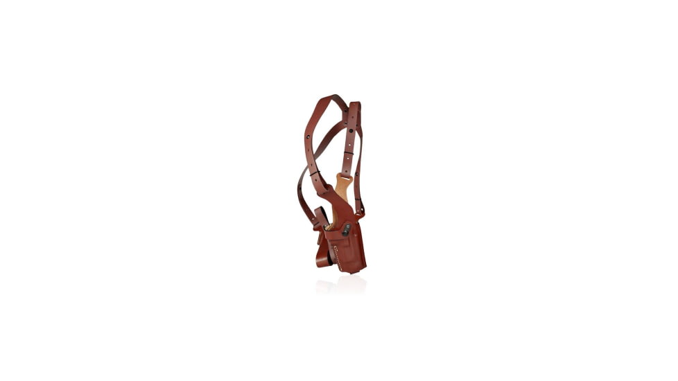 Falco Holsters Leather Universal Vertical Shoulder Holster with Double Mag Pouch, 7529