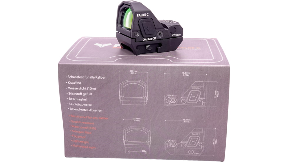 Falke Model C 1x26.5mm Ultra Robust Compact Reflex Sight, Clear Visible 3 MOA Dot Reticle, Black, One Size, FAL30-0031