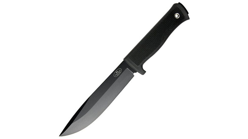 Fallkniven A1, Kraton Handle, Black Blade, Plain, Leather Sheath FK-A1BL