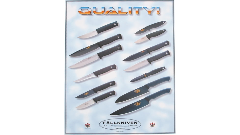 Fallkniven Advertising Poster Promo, Color Artwork Of The Line Of Knives, FNP
