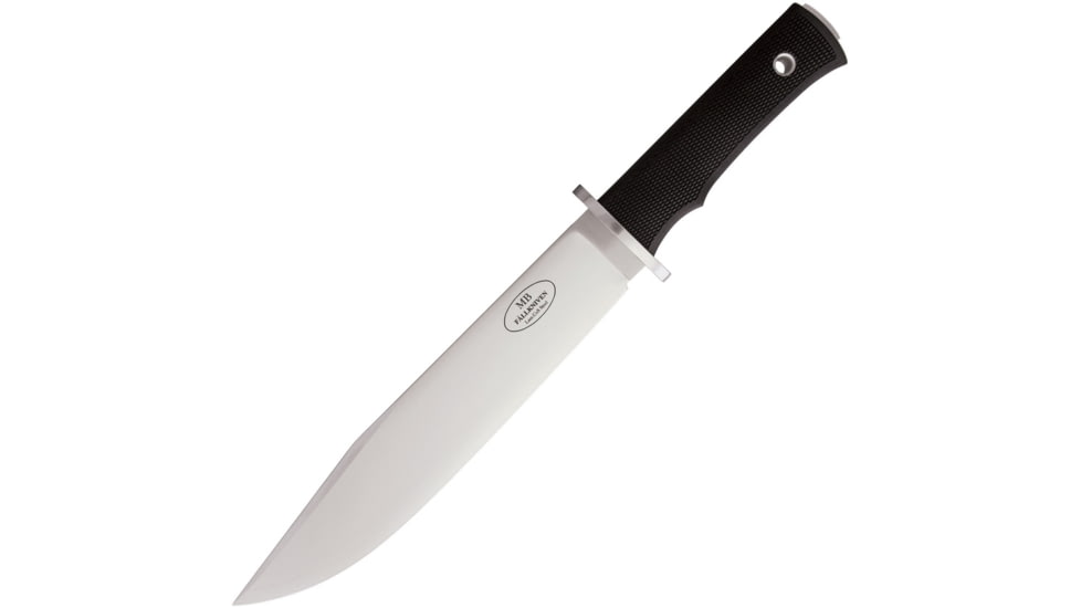 Fallkniven Modern Bowie 10 Knife, 15.25in Overall, 10in Satin Laminate Cobalt Steel Clip Point Blade, Black Thermorun Handle, SS Guard, Black Leather Sheath, MB10