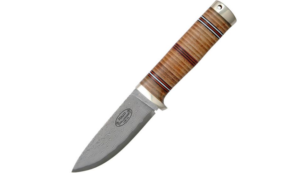 Fallkniven NL5, Leather Handle, Damascus Blade, Plain, Leather Sheath FK-NL5CXL