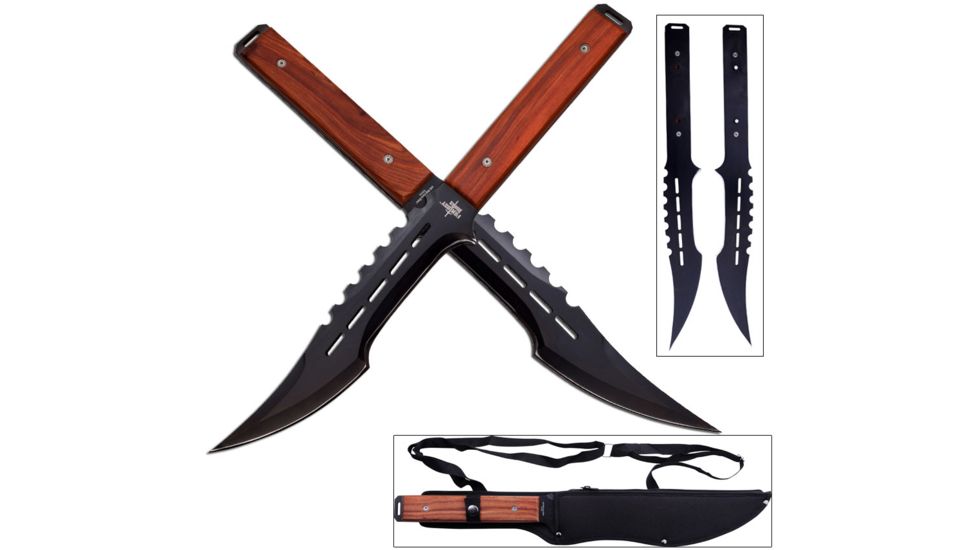 Fantasy Master Fixed Blade, 20in, Stainless Steel Blade, Wood Overlay Full Tang Stainless Steel Handle FM-665-2