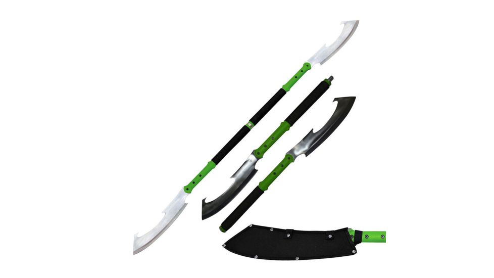 Fantasy Master Fixed Blade, 27.75in, Stainless Steel Blade, Green Nylon Fiber Handle FMT-053GN