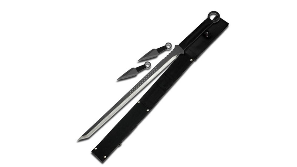 Fantasy Master Fixed Blade, 28in, Stainless Steel Blade, Black Cord Wrapped Full Tang Stainless Steel Handle FM-644T