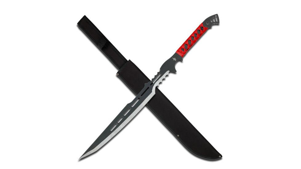 Fantasy Master Fixed Blade, 28in, Stainless Steel Blade, Red Cord Wrapped Full Tang Stainless Steel Handle FM-648