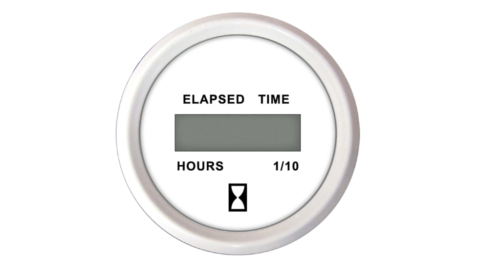 Faria Beede Instruments 2" Hourmeter Digital 10,000 Hours 12-32VDC Dress White - Retail Package 74775
