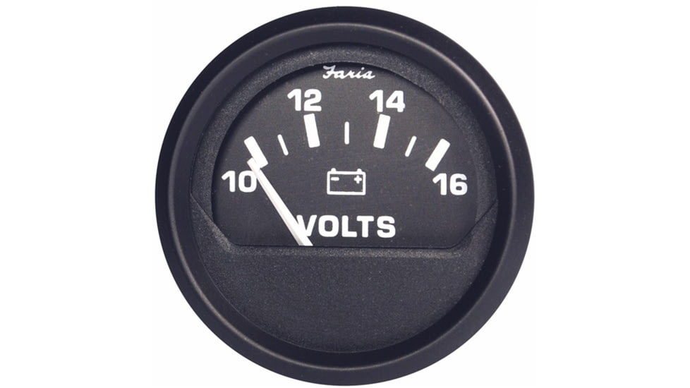 Faria Beede Instruments Black 2" Voltmeter 10-16 VDC Euro 54697