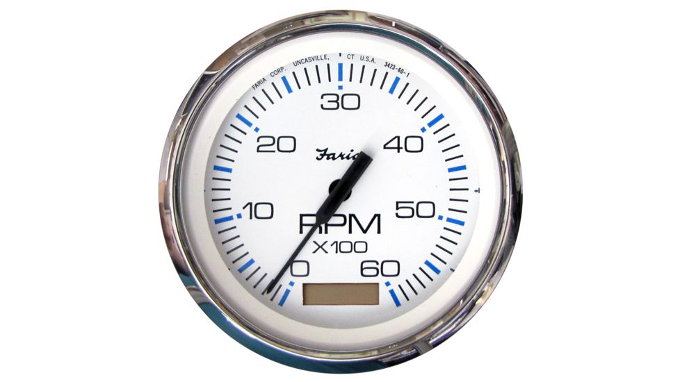 Faria Beede Instruments Chesapeake White SS 4" Tachometer w/Hourmeter - 6,000 RPM Gas - Inboard 54642