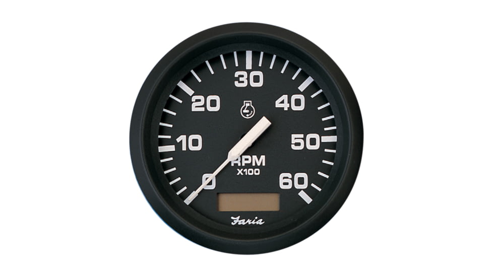 Faria Beede Instruments Euro Black 4&quot; Tachometer w/Hourmeter - 6,000 RPM Gas - Inboard 54684