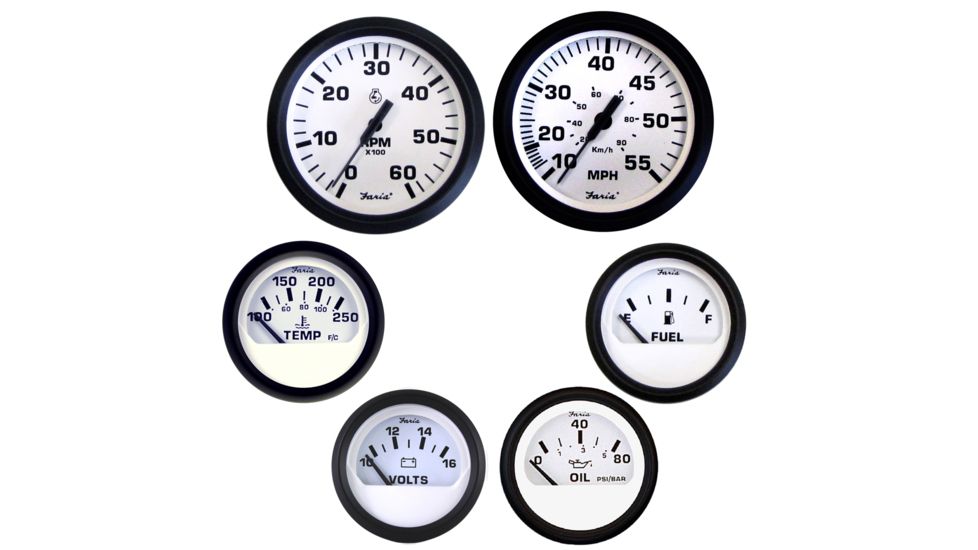 Faria Beede Instruments Euro White Boxed Set - Inboard Motors 54698