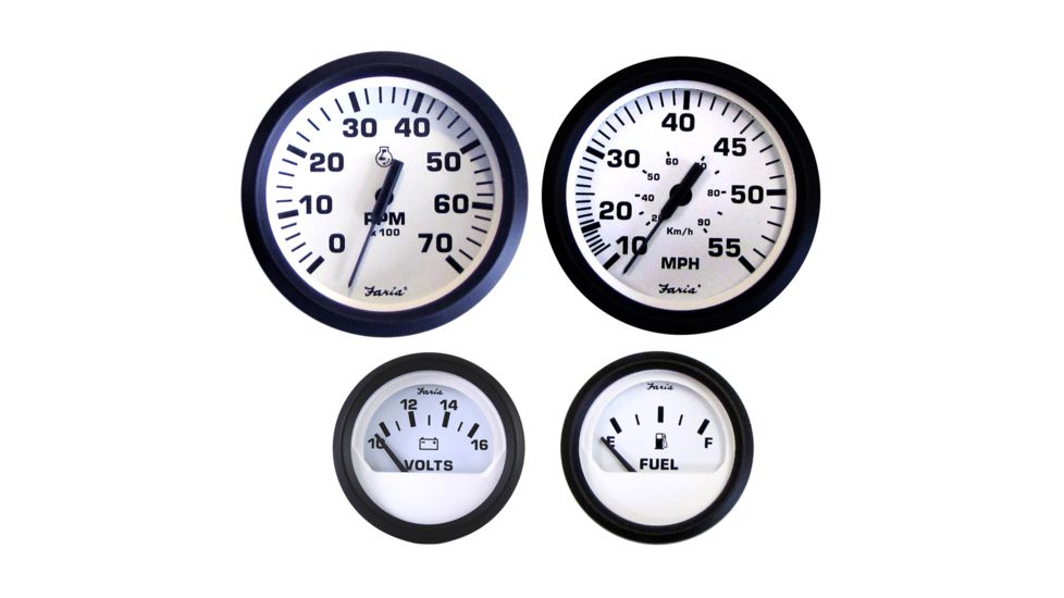 Faria Beede Instruments Euro White Boxed Set - Outboard Motors 54699