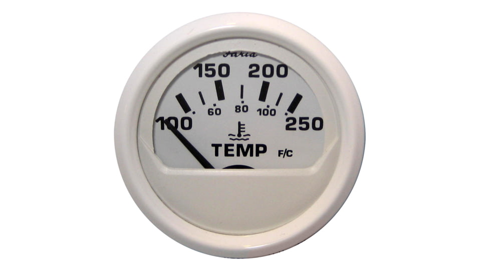 Faria Beede Instruments White 2" Water Temperature Gauge 100-250F Dress, 13110