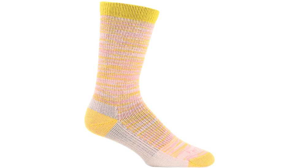 Farm To Feet Bend Stylized Traditional Hiker Sock - Women's-Lemon Curry/Blush-Large