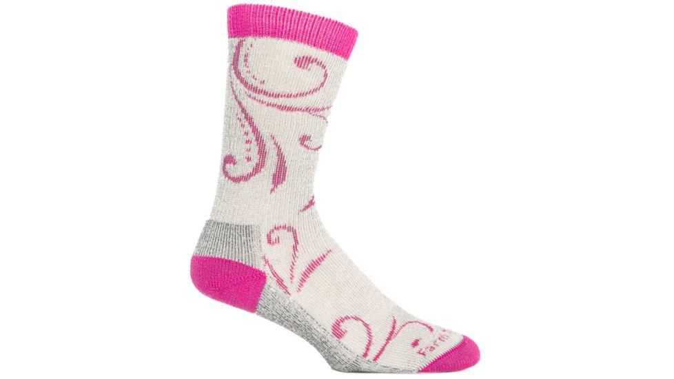 Farm To Feet Helena Stylized Traditional Hiker Sock - Womens-Natural/Berry-Large
