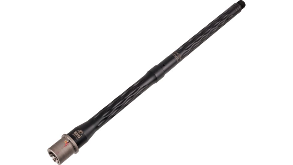 Faxon Firearms 300 Flame Fluted Rifle Barrel, Carbine-Length, 416-R Stainless, QPQ Nitride, 5R, NP3 Extension, Black Nitride, 16, 15B38C16LMQ-5R-NP3