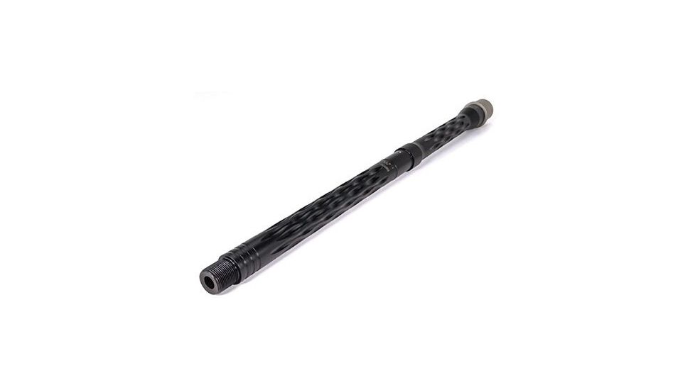 Faxon Firearms 300 Flame Fluted Rifle Barrel, Carbine-Length, 416-R Stainless, QPQ Nitride, 5R, NP3 Extension, Black Nitride, 16, 15B38C16LMQ-5R-NP3