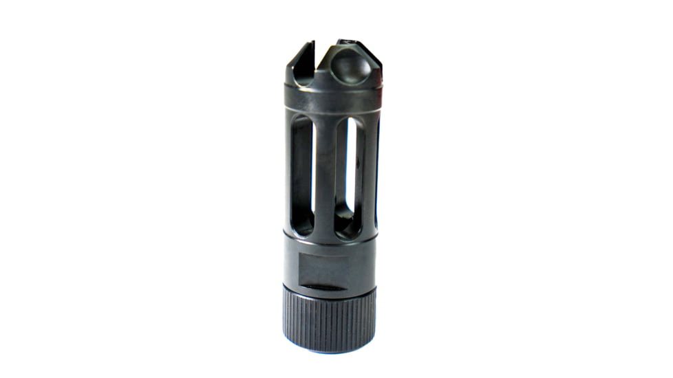 Faxon Firearms 9mm MuzzLok Ported Flash Hider, Black, FFMD9MMPFHSQPQ