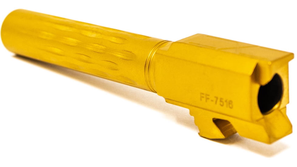 Faxon Firearms Gen 2-5 Match Pistol Barrel w/ Patented Flame Fluting, Glock, Glock 19, 9mm, 1-10 Twist, Non Threaded, TiN PVD, GB910N19LGQ-N-PTIN