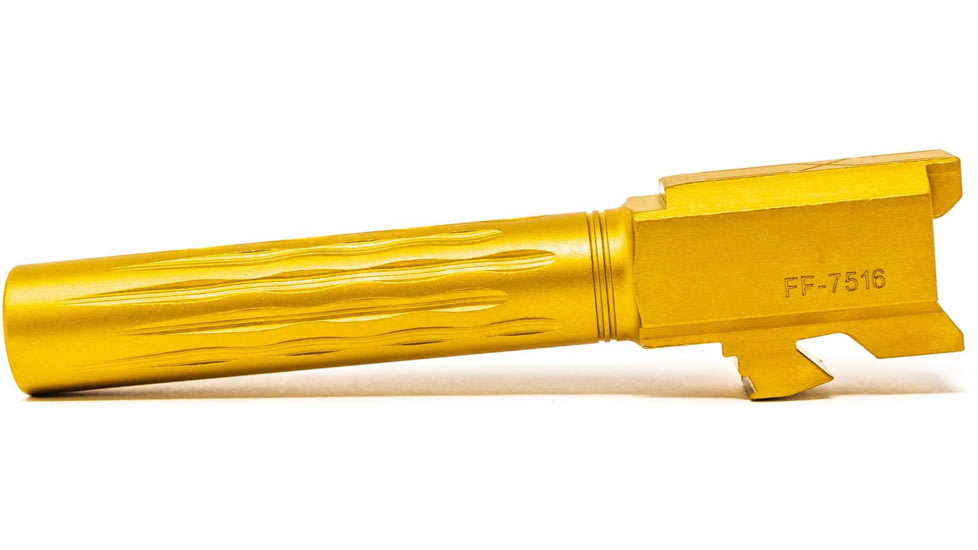 Faxon Firearms Gen 2-5 Match Pistol Barrel w/ Patented Flame Fluting, Glock, Glock 19, 9mm, 1-10 Twist, Non Threaded, TiN PVD, GB910N19LGQ-N-PTIN