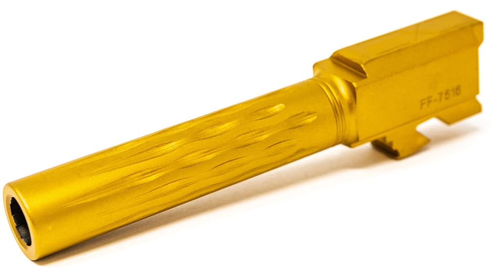 Faxon Firearms Gen 2-5 Match Pistol Barrel w/ Patented Flame Fluting, Glock, Glock 19, 9mm, 1-10 Twist, Non Threaded, TiN PVD, GB910N19LGQ-N-PTIN