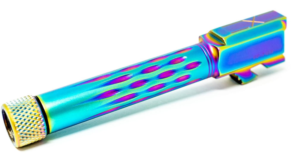 Faxon Firearms Gen 2-5 Match Pistol Barrel w/ Patented Flame Fluting, Glock, Glock 19, 9mm, 1-10 Twist, Threaded, Polished DLC, GB910N19LGQ-T-PDLC