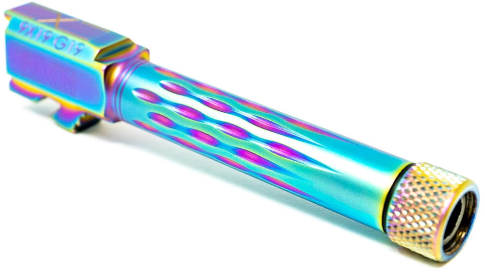 Faxon Firearms Gen 2-5 Match Pistol Barrel w/ Patented Flame Fluting, Glock, Glock 19, 9mm, 1-10 Twist, Threaded, Polished DLC, GB910N19LGQ-T-PDLC