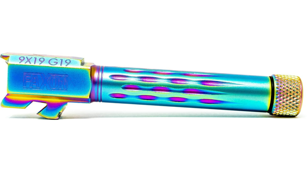 Faxon Firearms Gen 2-5 Match Pistol Barrel w/ Patented Flame Fluting, Glock, Glock 19, 9mm, 1-10 Twist, Threaded, Polished DLC, GB910N19LGQ-T-PDLC