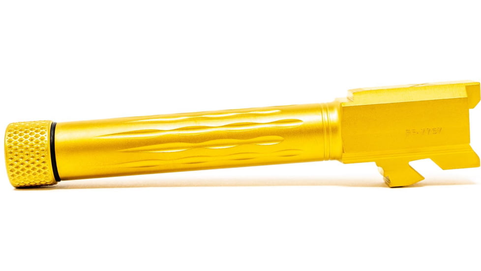 Faxon Firearms Gen 2-5 Match Pistol Barrel w/ Patented Flame Fluting, Glock, Glock 19, 9mm, 1-10 Twist, Threaded, TiN PVD, GB910N19LGQ-T-PTIN