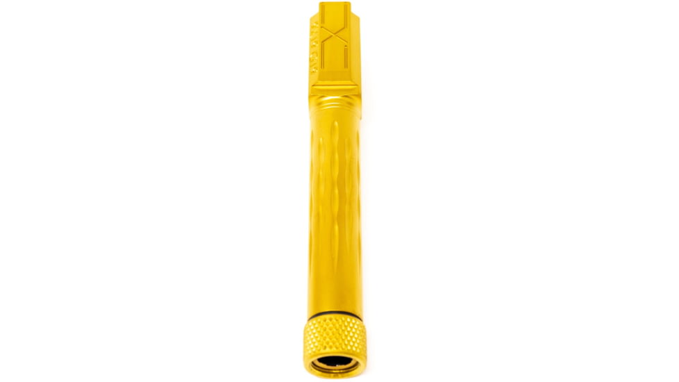 Faxon Firearms Gen 2-5 Match Pistol Barrel w/ Patented Flame Fluting, Glock, Glock 19, 9mm, 1-10 Twist, Threaded, TiN PVD, GB910N19LGQ-T-PTIN