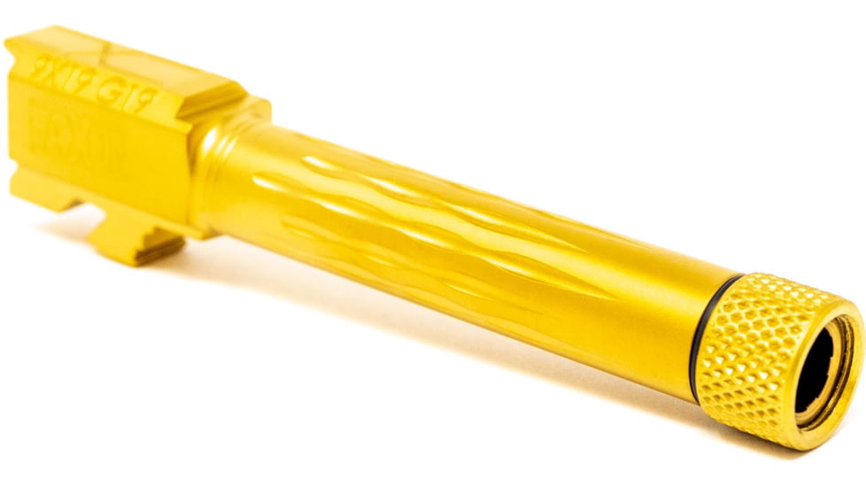 Faxon Firearms Gen 2-5 Match Pistol Barrel w/ Patented Flame Fluting, Glock, Glock 19, 9mm, 1-10 Twist, Threaded, TiN PVD, GB910N19LGQ-T-PTIN