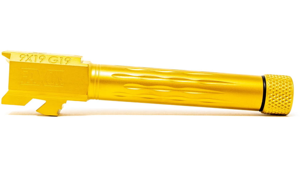 Faxon Firearms Gen 2-5 Match Pistol Barrel w/ Patented Flame Fluting, Glock, Glock 19, 9mm, 1-10 Twist, Threaded, TiN PVD, GB910N19LGQ-T-PTIN