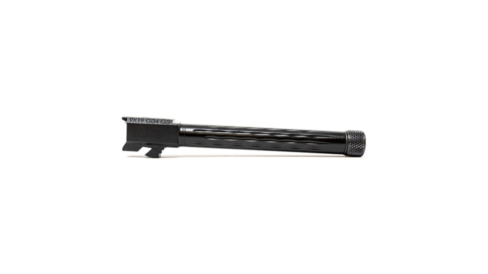 Faxon Firearms Gen 5 Match Pistol Barrel w/ Patented Flame Fluting, Glock, Glock 34, 9mm, 1-10 Twist, 1/2x28, Black, GB910N345LGQ-T
