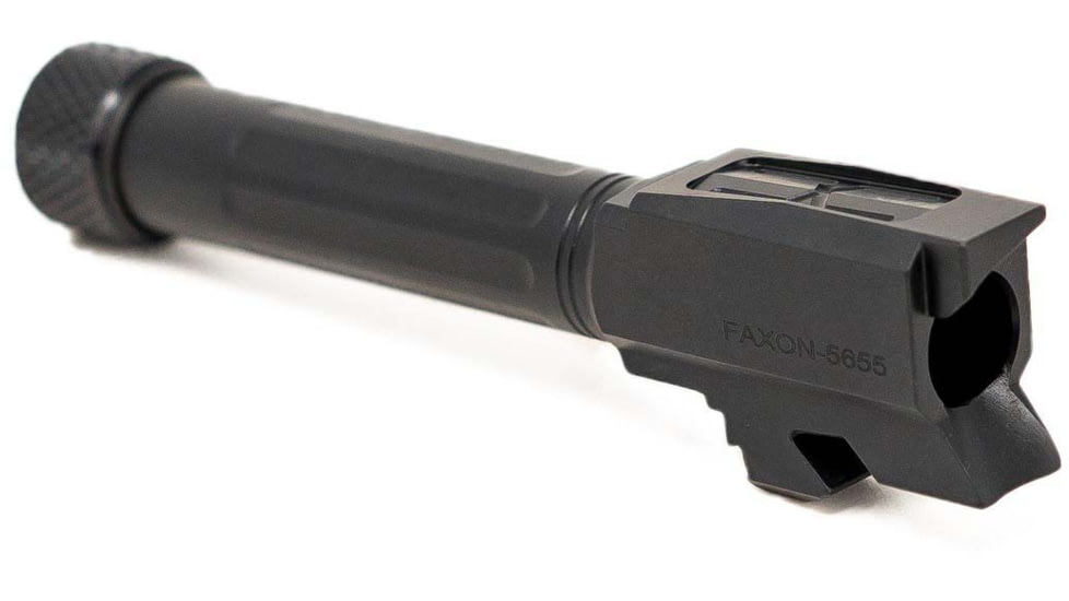 Faxon Firearms Match Series Glock 43/43X Threaded Barrel, 9mm Caliber, 416-R Stainless Steel, Nitride, Black, GB910N43SGQ-T