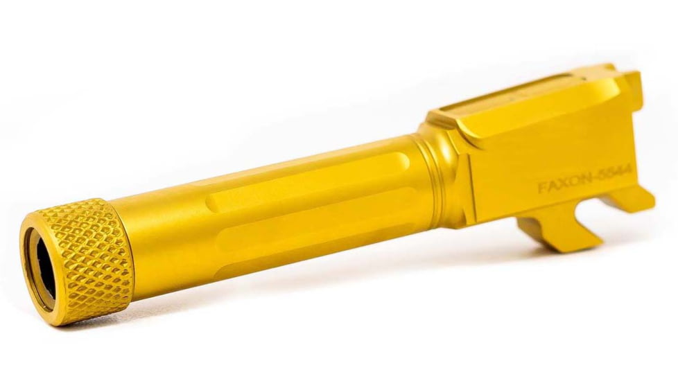 Faxon Firearms Match Series M&amp;P Shield Barrel, 9mm Caliber, 416-R, TiN Coated, Threaded, Gold, M&amp;PB910NSSOQ-T-TIN