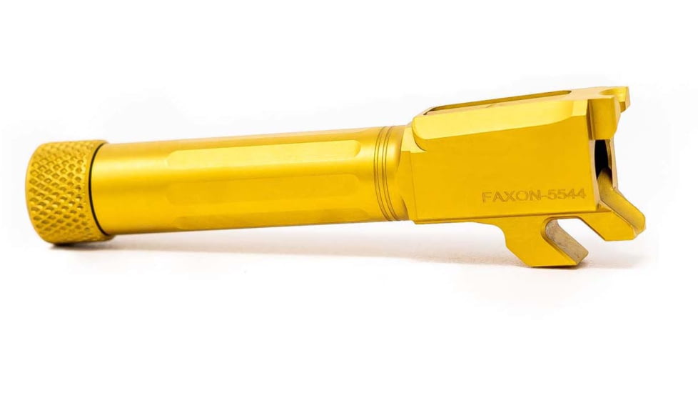 Faxon Firearms Match Series M&amp;P Shield Barrel, 9mm Caliber, 416-R, TiN Coated, Threaded, Gold, M&amp;PB910NSSOQ-T-TIN